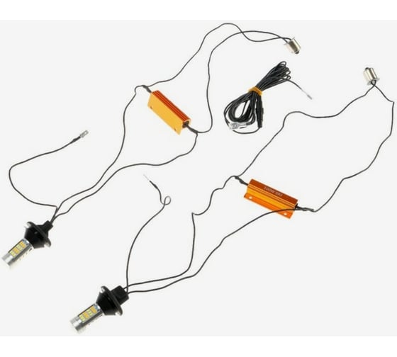 Светодиодная автолампа СИМАЛЕНД Т20, Р21W, 42 SMD, 100 Вт, свет белый, желтый, набор 2 шт. 4777389