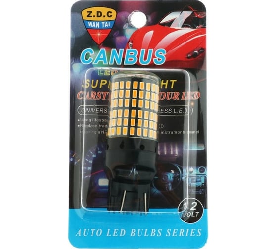 Светодиодная автолампа СИМАЛЕНД WY21W, 144 SMD, 12 В, свет оранжевый 7055977