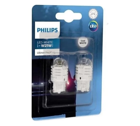 Автолампа PHILIPS W21W, W3х16d, LED WHITE Ultinon Pro3000, SI 6000 К, 12 В 11065U30CWB2