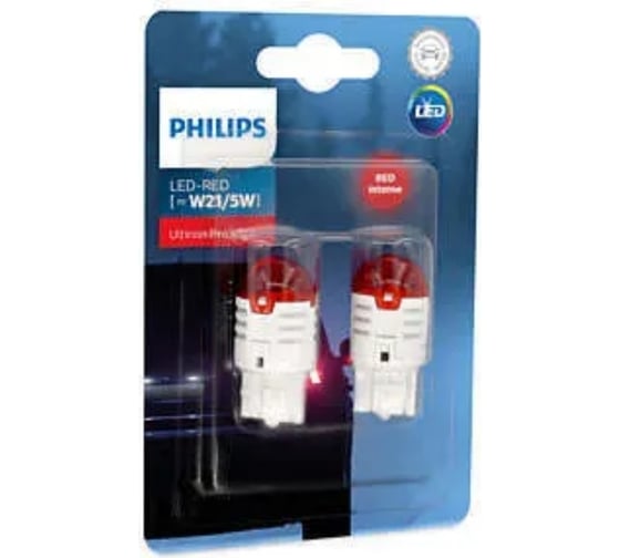 Автолампа PHILIPS W21/5W, W3х16q, LED RED Ultinon Pro3000 SI, 12 В 11066U30RB2 1