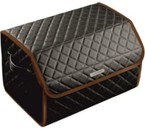 Сумка-органайзер в багажник Vicecar серая нить/коричневый кант, логотип M версия VC014_коричневый