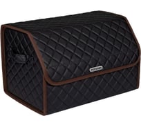 Сумка-органайзер в багажник Vicecar черная нить/коричневый кант, логотип CHERY VC834_коричневый