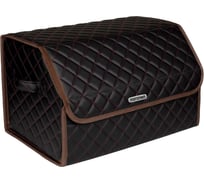 Сумка-органайзер в багажник Vicecar красная нить/коричневый кант, логотип MERCEDES VC916_коричневый