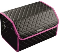 Сумка-органайзер в багажник Vicecar серая нить/розовый кант, логотип CITROEN VC023_розовый