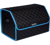 Сумка-органайзер в багажник Vicecar черная нить/светло-синий кант, логотип FORD VC830_светлосиний