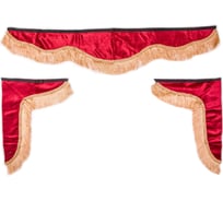 Ламбрекен лобового стекла со шторками SKYWAY 140см/46х60 см, красный S01203007