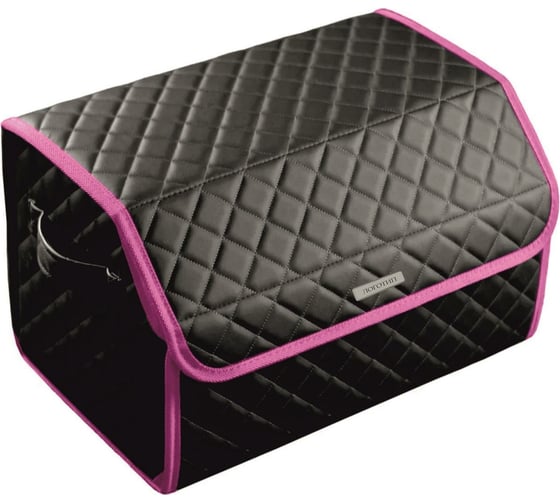 Сумка-органайзер в багажник Vicecar серая нить/розовый кант, логотип MINI VC017_розовый 1