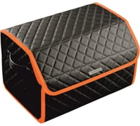 Сумка-органайзер в багажник Vicecar серая нить/оранжевый кант, логотип GEELY VC005_оранжевый