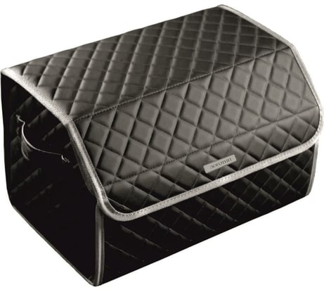 Сумка-органайзер в багажник Vicecar серая нить/светло-серый кант, логотип NISSAN VC019_светлосерый