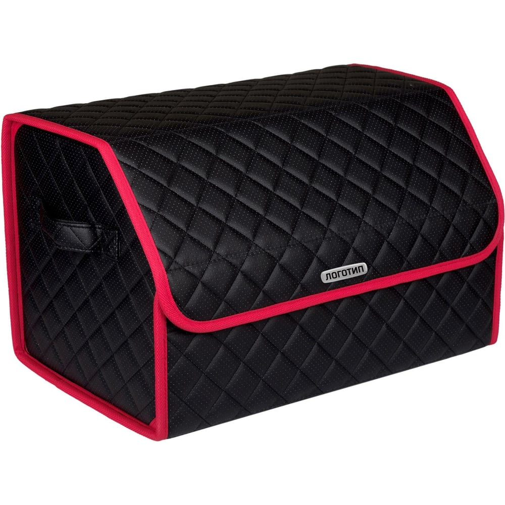 Сумка-органайзер в багажник Vicecar черная нить/красный кант, логотип ...