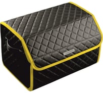 Сумка-органайзер в багажник Vicecar серая нить/желтый кант, логотип PORSCHE VC021_желтый