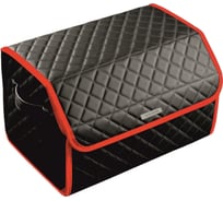 Сумка-органайзер в багажник Vicecar серая нить/красный кант, логотип RENAULT VC022_красный