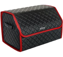 Сумка-органайзер в багажник Vicecar синяя нить/красный кант, логотип Audi VC703_красный