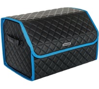 Сумка-органайзер в багажник Vicecar синяя нить/светло-синий кант, логотип BMW VC704_светлосиний