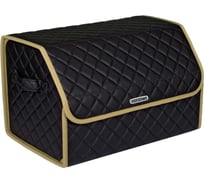 Сумка-органайзер в багажник Vicecar черная нить/бежевый кант, логотип CHEVROLET VC835_бежевый