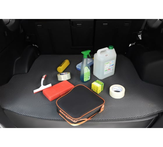 Сумка-органайзер в багажник Vicecar серая нить/розовый кант, логотип CHERY VC034_розовый