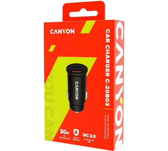 Автомобильное зарядное устройство Canyon С-20B03 черный CNS-CCA20B03