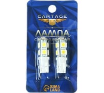 Светодиодная автолампа Cartage T10 W5W, 12 В, 9 SMD-5050, набор 2 шт. 1059208