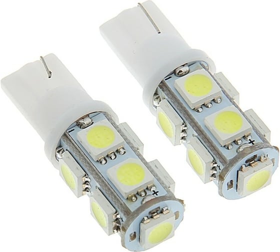 Светодиодная автолампа Cartage T10 W5W, 12 В, 9 SMD-5050, набор 2 шт. 1059208