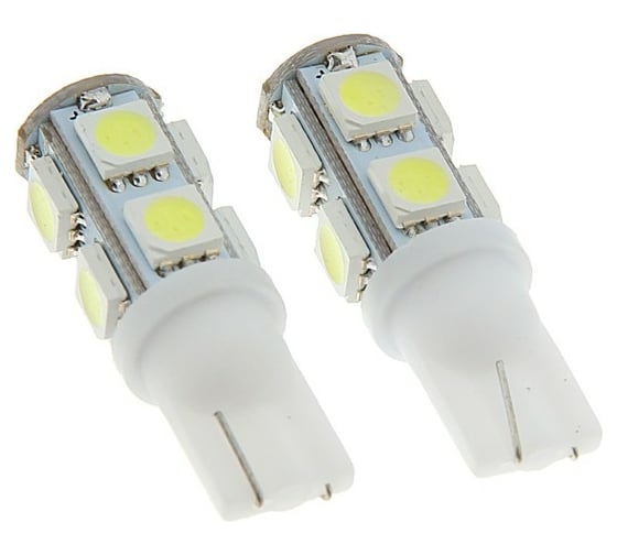 Светодиодная автолампа Cartage T10 W5W, 12 В, 9 SMD-5050, набор 2 шт. 1059208