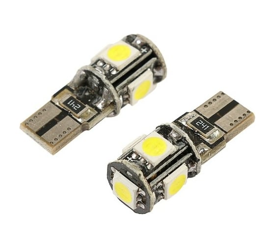 Светодиодная автолампа Cartage T10 W5W, 12 В, 5 SMD-5050, набор 2 шт. 2612686