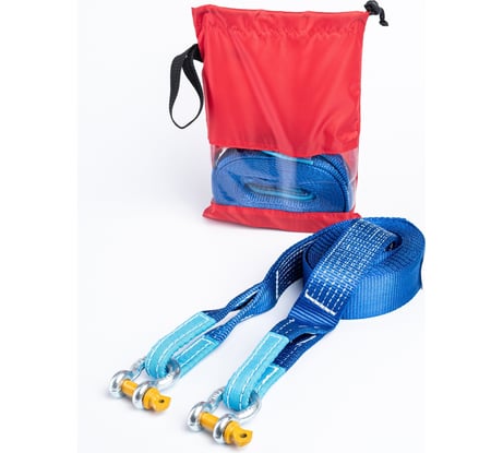 Динамическая стропа Tplus серия Стандарт 4.5 т, 9 м, шаклы, 2 т, 2 шт. + мешок T017830