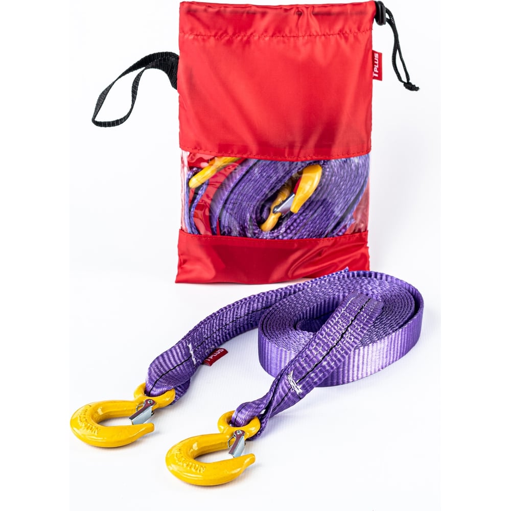 Буксировочный ремень Tplus 4/6 т, 4.5 м, а/м до 2 т, крюк/крюк + мешок ...