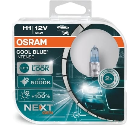 Автолампа Osram H1 55 P14.5s COOL BLUE INTENSE, 2шт 5000K 12V 64150CBN-HCB