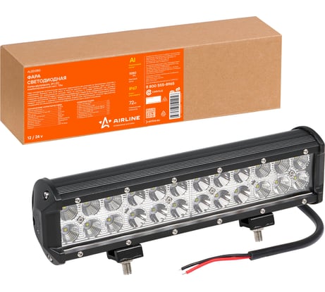 Светодиодная фара (балка) двухрядная Airline 24 LED комбинированный свет, 72W, 300x78x65, 12/24V ALED050
