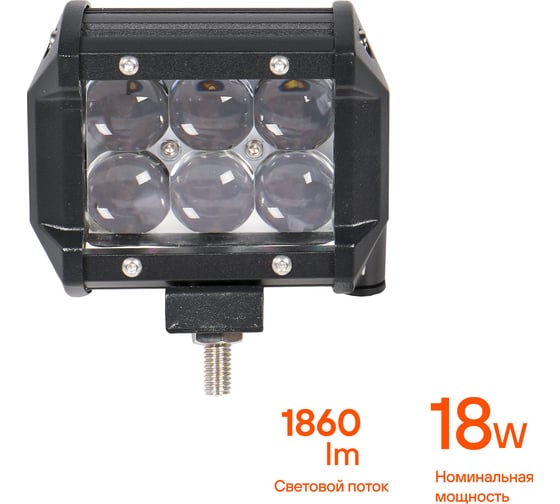 Светодиодная фара (балка) двухрядная Airline 6 LED 4D линза, 18W, 98x78x65, 12/24V ALED042