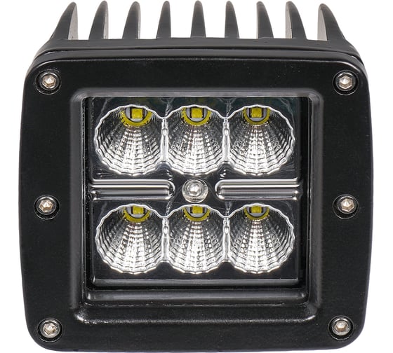 Светодиодная квадратная фара Airline 6 LED рассеянный свет, 18W, 82x75x75, 12/24V ALED010