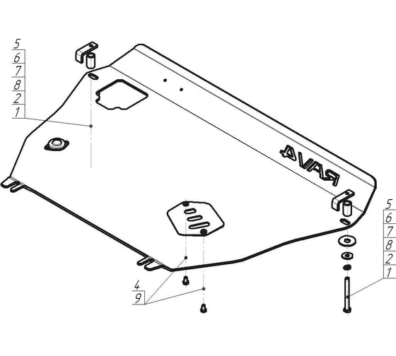 Алюминиевая защита ООО Трио Сервис MOTODOR 5 мм Д, ПДф, КПП Toyota Rav 4 2010-2012, V=2.0 32517