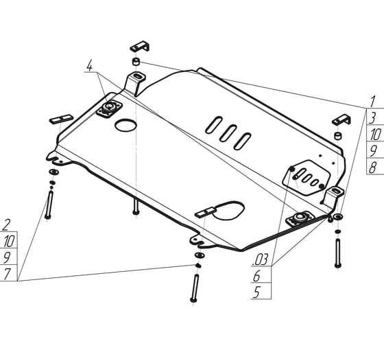 Защита ООО Трио Сервис MOTODOR 5 мм Д,КПП Toyota Highlander, V=3,5, 2014-2020 32519