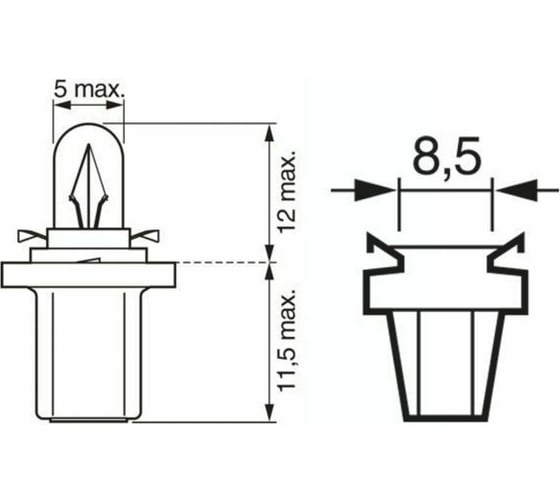 Лампа BOSCH 12V 1,2W B8,5d Pure Light 1 шт. картон черный цоколь 1 987 302 219