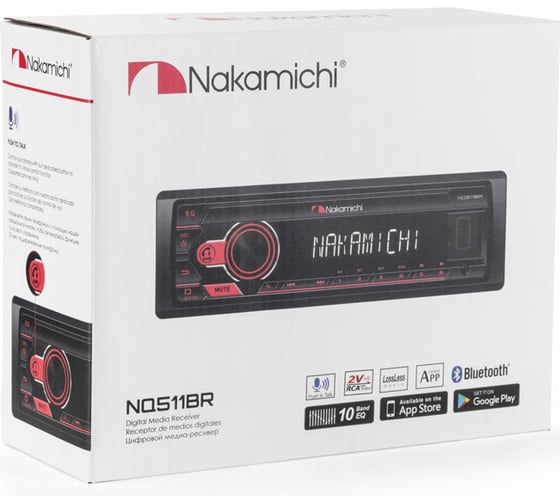 Медиа-ресивер NAKAMICHI 1 din, USB, AUX, ВТ, ПДУ, 4х50 Вт, красный NQ511BR NAK-NQ511BR