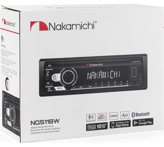 Медиа-ресивер NAKAMICHI 1 din USB, AUX, ВТ, ПДУ, 4х50 Вт, белый NQ511BW NAK-NQ511BW