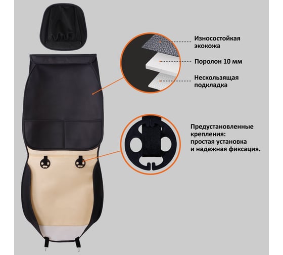 Накидки на сиденье SENATOR DENIM каркасные, универсальные, экокожа+полиэстер, комплект 2 шт. SC010011