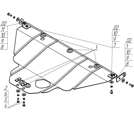 Стальная защита ООО Трио Сервис 2 мм, двигатель, Subaru Outback MOTODOR 02206