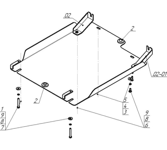 Стальная защита ООО Трио Сервис 3 мм, КПП, Hammer H3 MOTODOR 15701