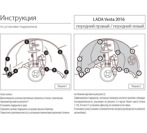 Подкрылок Rival для Lada Vesta SD, SD Cross, SW, SW Cross 2015г 46002004