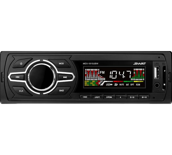 Медиа-ресивер SWAT 1 din, 4x50 Вт, BT, MP3, USB, SD, белые кнопки MEX-1015UBW