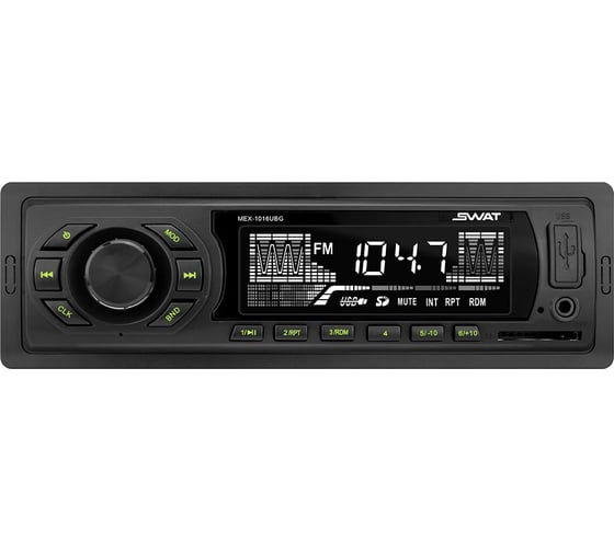 Медиа-ресивер SWAT 1 din, 4x50 Вт, MP3, USB, SD, зеленые кнопки MEX-1016UBG