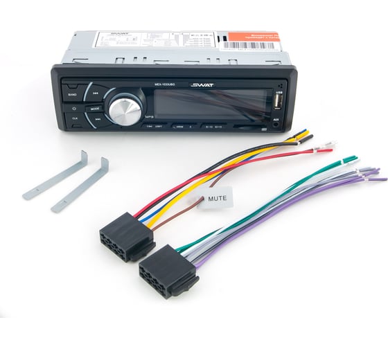 Медиа ресивер SWAT 1 din, 4x50 Вт, MP3, USB, SD, 2RCA, зеленые кнопки, съёмная окантовка MEX-1033UBG