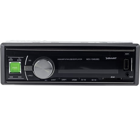 Медиа-ресивер SWAT 1 din 4x50 Вт, BT, MP3, USB, SD, 2RCA, зеленые кнопки MEX-1046UBG