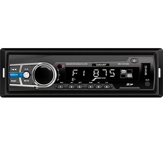 Медиа-ресивер SWAT 1 din, 4x50 Вт, BT, MP3, USB, SD, 2RCA, белые кнопки MEX-1047UBW
