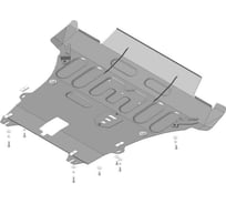 Стальная защита ООО Трио Сервис 2 мм, ПБ, двигатель, КПП, Renault Duster 2015-2020 MOTODOR 71701
