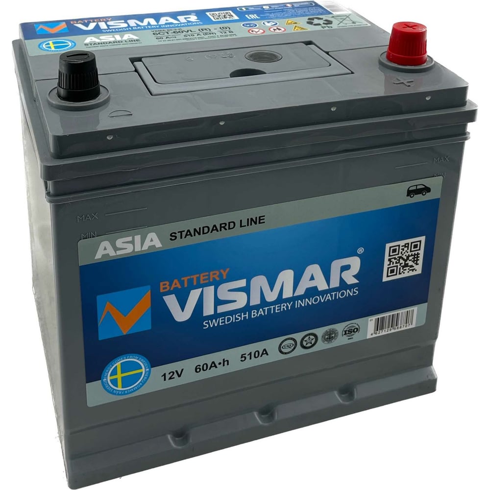 Аккумулятор vismar st asia 6ст-60 l -(0) 510а 232/175/225 4627129568707