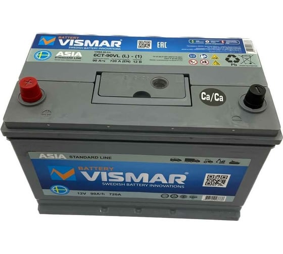 Аккумулятор VISMAR ST ASIA 6СТ-90 L (L)-(1) 720А 306/175/225 4627129568738