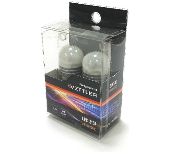 Светодиодная лампа VETTLER 12/24V 3157-6 3030 W2.5x16q SMD белая, 2 шт. 3157122430306White 1