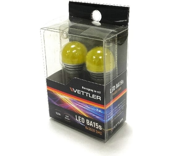 Светодиодная лампа VETTLER 12/24 V S25-6 3030 SMD, 2 шт. S25122430306Yellow 1